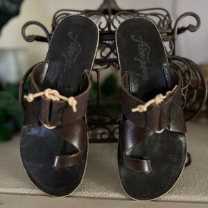 Free People Sophie Slip-On Sandals in Dark Brown Size EU 37